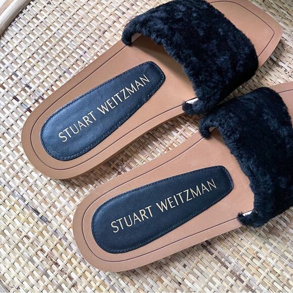 Stuart Weitzman Cammy Shearling-Strap Slide Sandals Women’s Size 6.5 - Picture 6 of 8